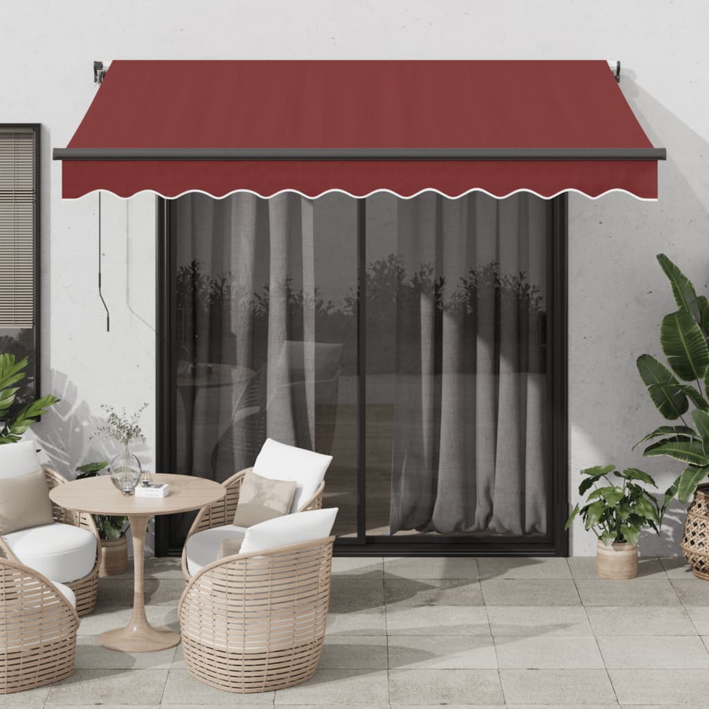 Bidaxl Luifel manuellt utdragbar med lysdioder 300x250 cm Bordeaux Red