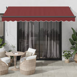 Vidaxl Luifel manually extendable with LEDs 350x250 cm Bordeaux red