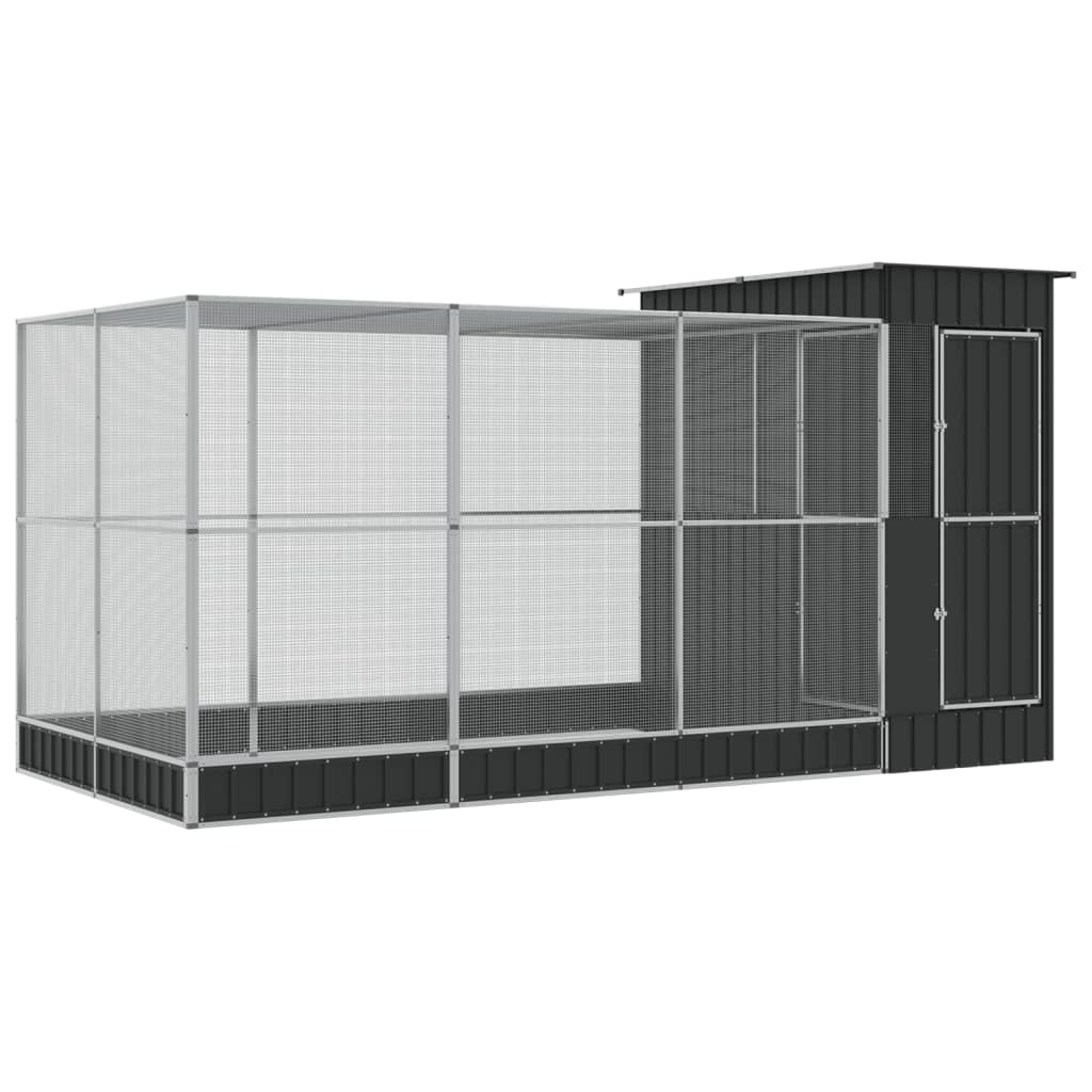 Vidaxl Aviary con extensión 416x2033x216 cm de color plateado de acero