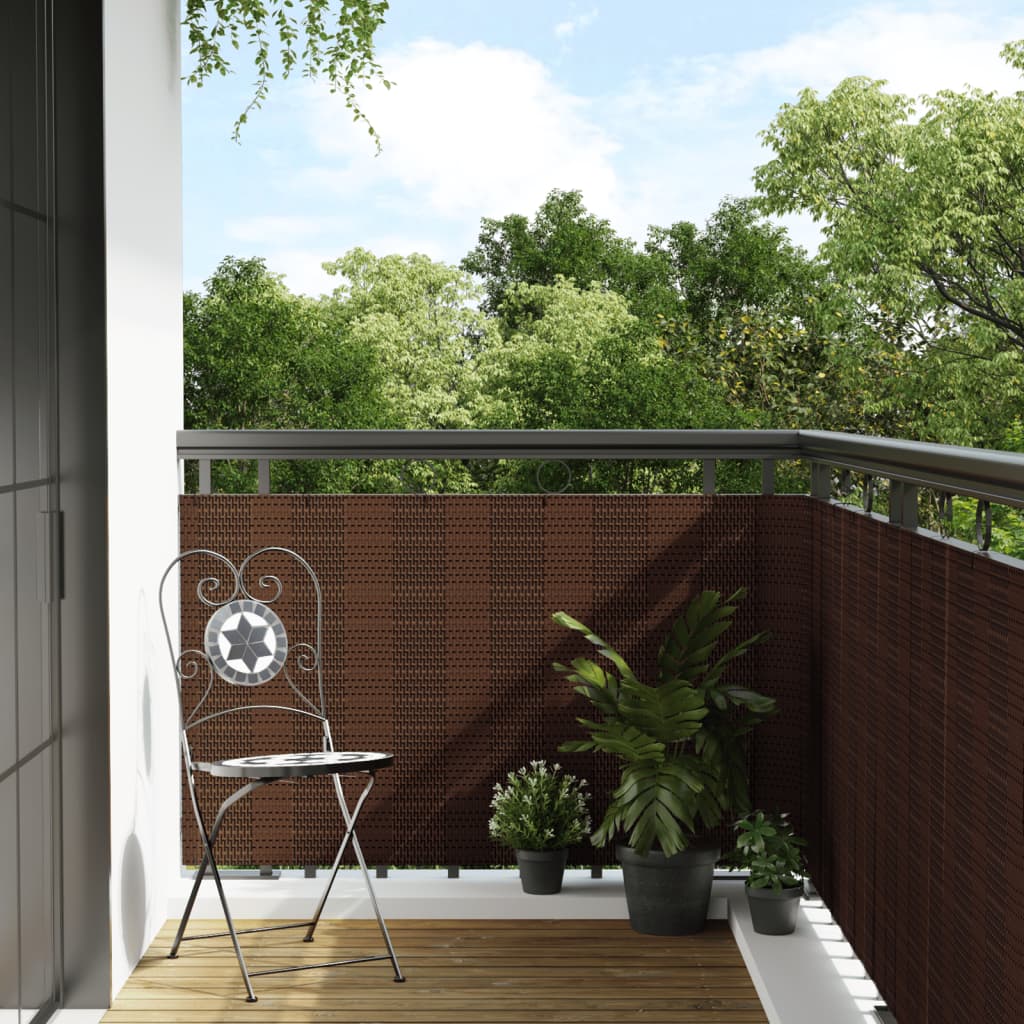 Vidaxl Balcony ekran 1000x90 cm poli rattan brązowy i czarny