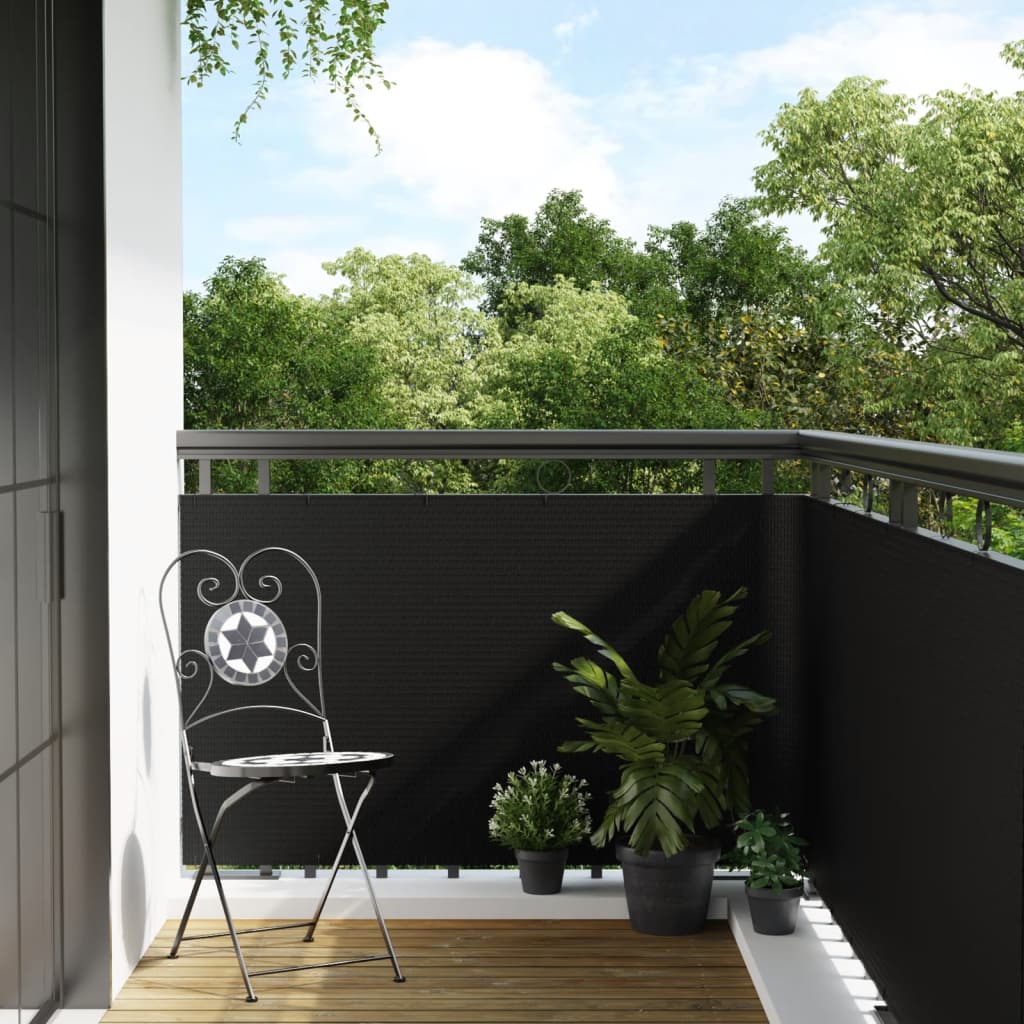 Écran de balcon Vidaxl 300x80 cm Poly Rattan Black