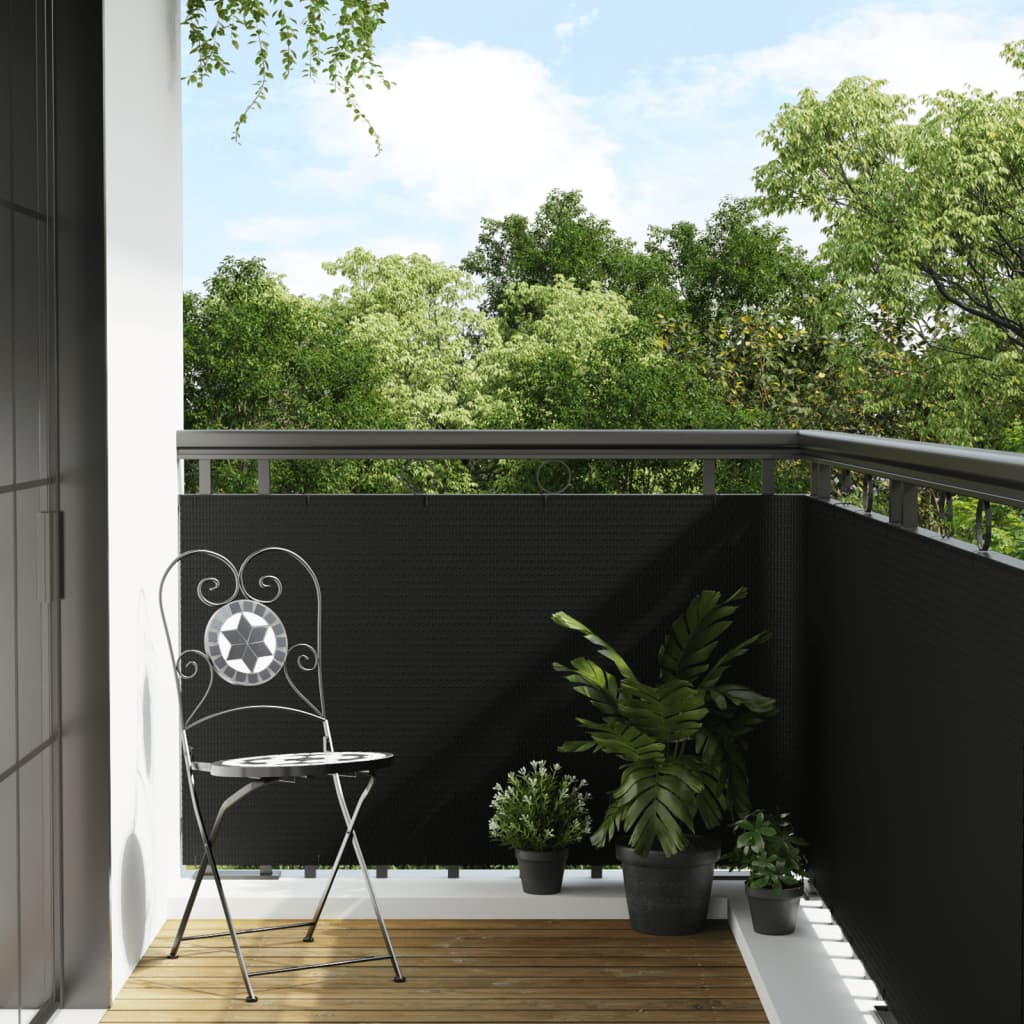 Vidaxl Balkon Bildschirm 300x90 cm Poly Rattan Schwarz