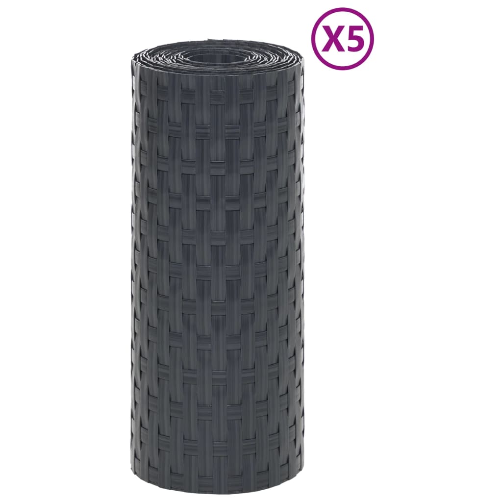 VidaXL Balkonschermen 5 st 255x19 cm poly rattan antracietkleurig