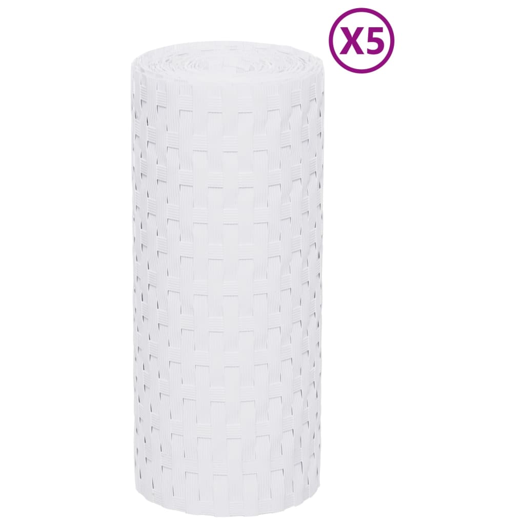 Vidaxl balkonskærme 5 St 255x19 cm Poly Rattan White