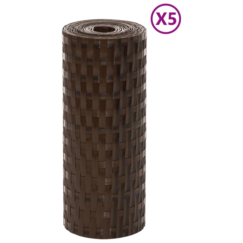 VidaXL Balkonschermen 5 st 255x19 cm poly rattan bruin en zwart