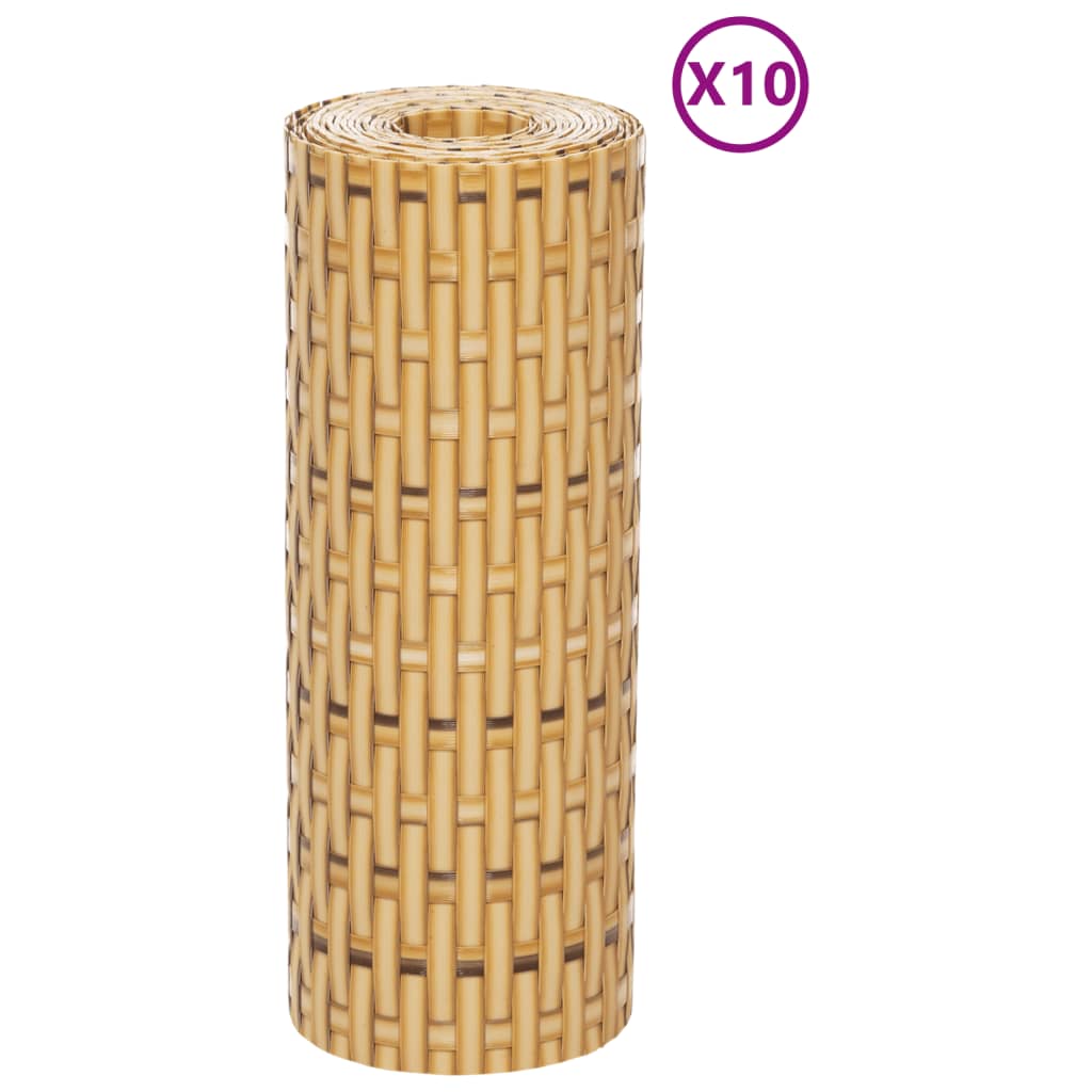 VidaXL Balkonschermen 10 st 255x19 cm poly rattan lichtbruin