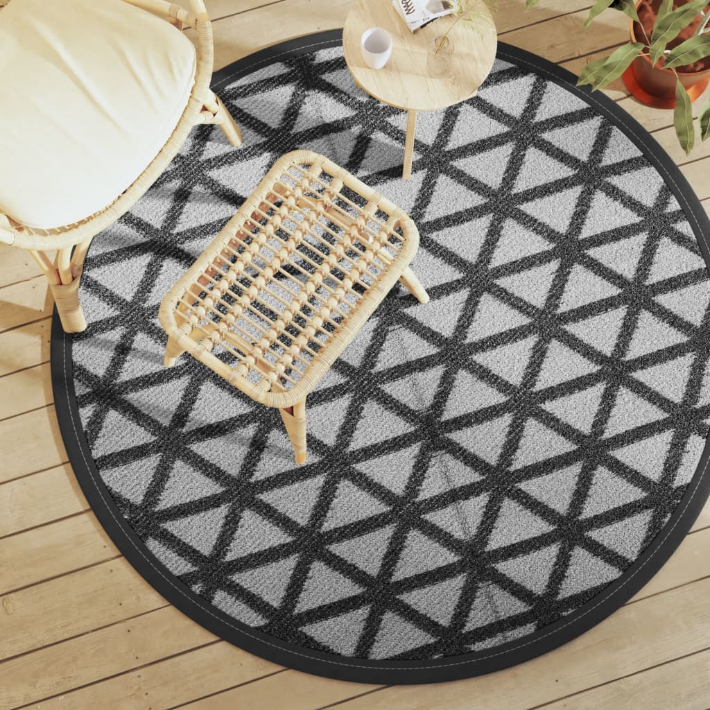 Vidaxl extérieur tapis arakil Ø160 cm en polypropène noir