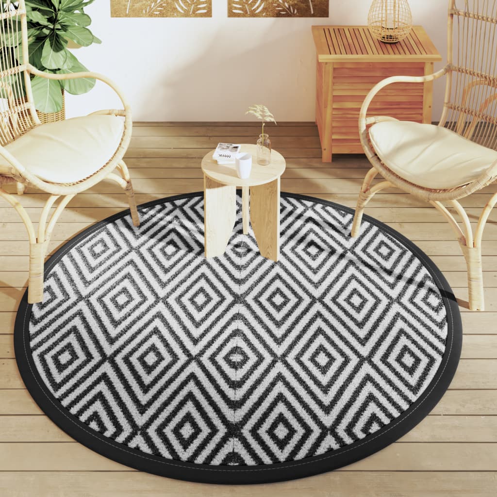 Vidaxl Exterd Rug Ø160 cm Polypropene bianco e nero