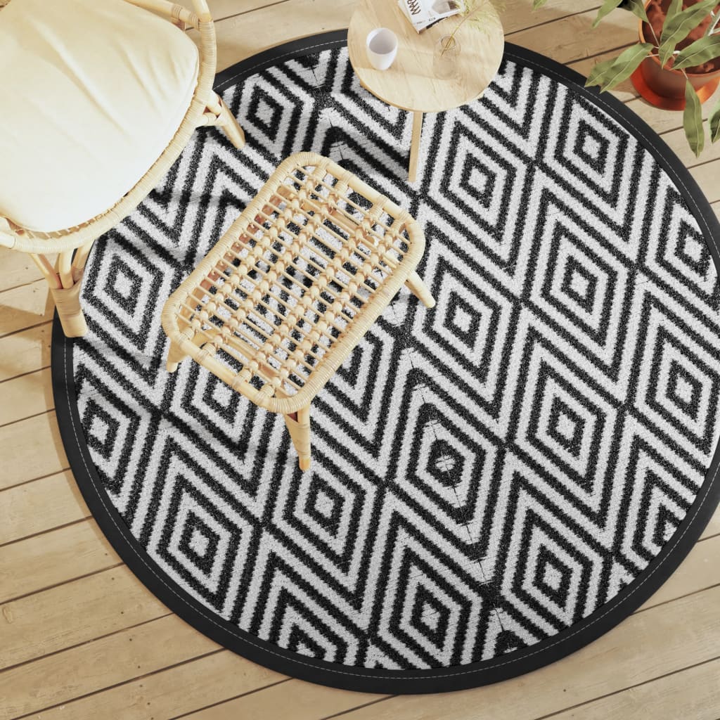 Vidaxl Exterd Rug Ø160 cm Polypropene bianco e nero