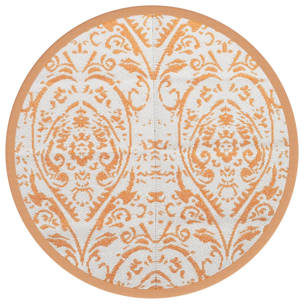 Vidaxl à l'extérieur du tapis Arakil Ø160 cm en polypropène orange et blanc