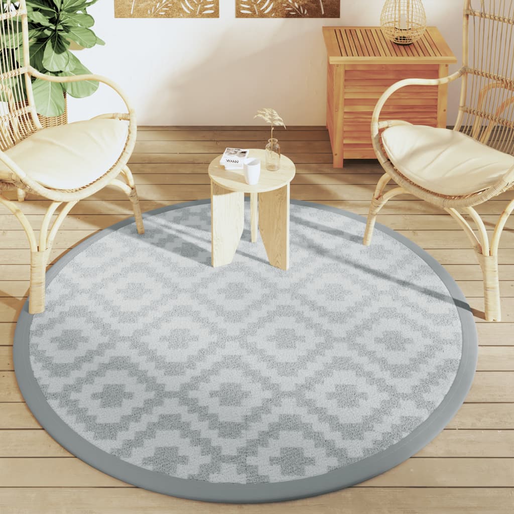 Vidaxl à l'extérieur du tapis Arakil Ø160 cm Gray en polypropène