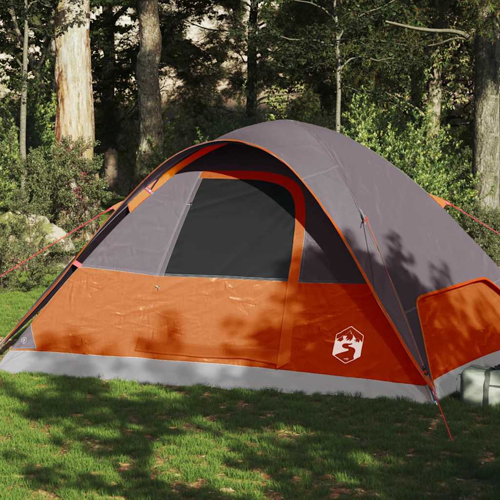 Vidaxl dome tente 6 personnes étanche gris et orange