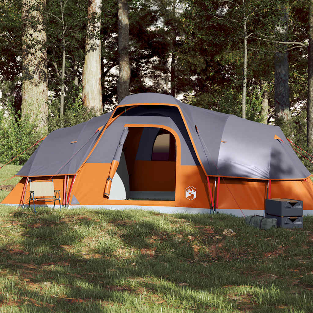 Vidaxl Dome Stan 11-Person Waterproof Grey and Orange