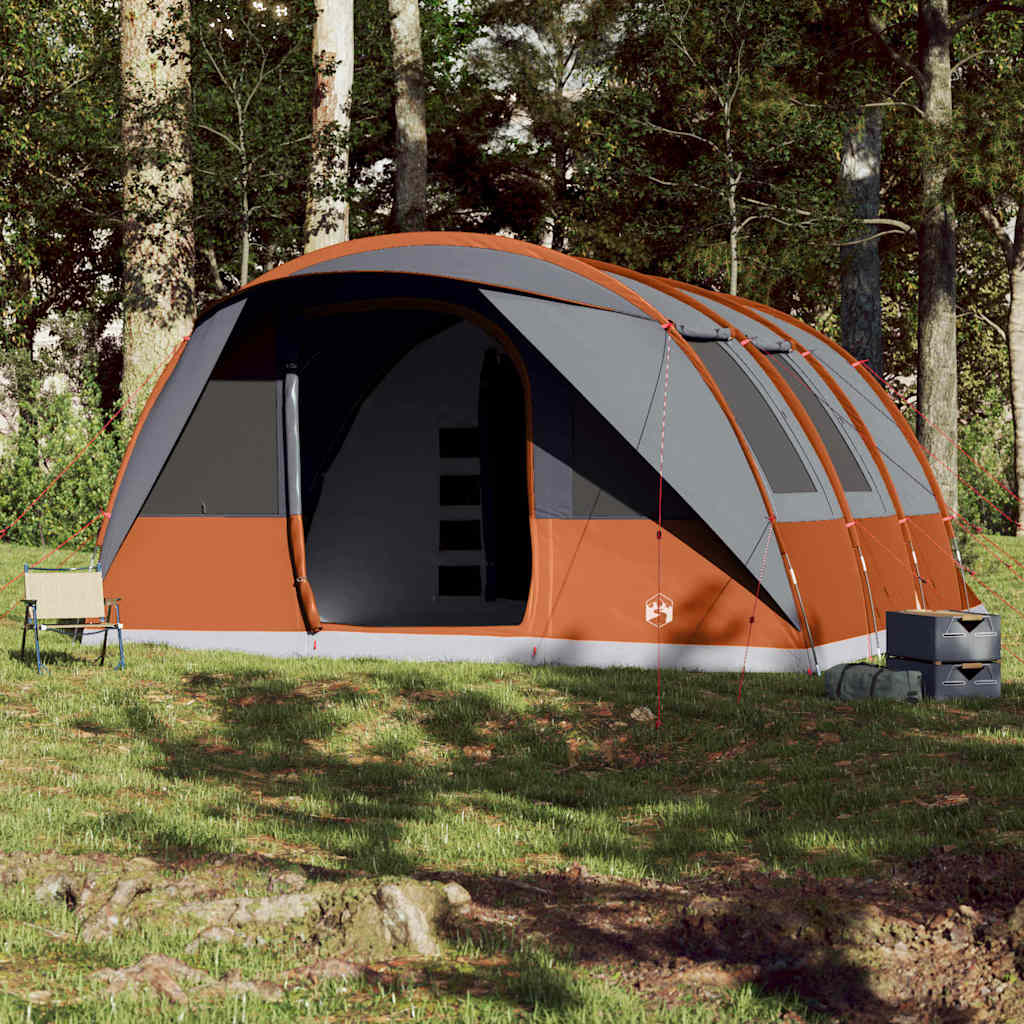 Vidaxl Tunn Tent 7-Persona impermeable gris y naranja