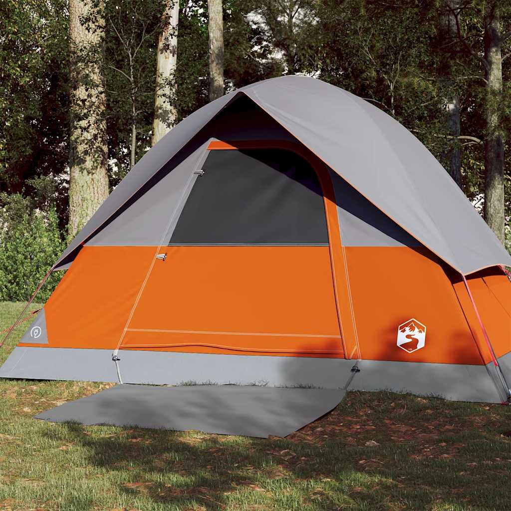 Vidaxl Dome Tent de 3 personas impermeables grises y naranja