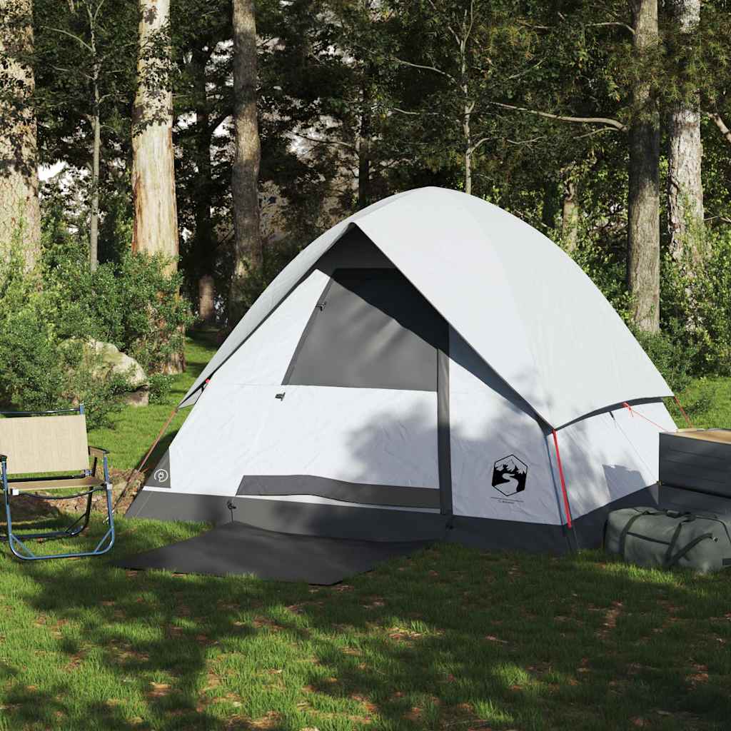 Vidaxl dome tente 4 personnes imperméables tissu damnant blanc