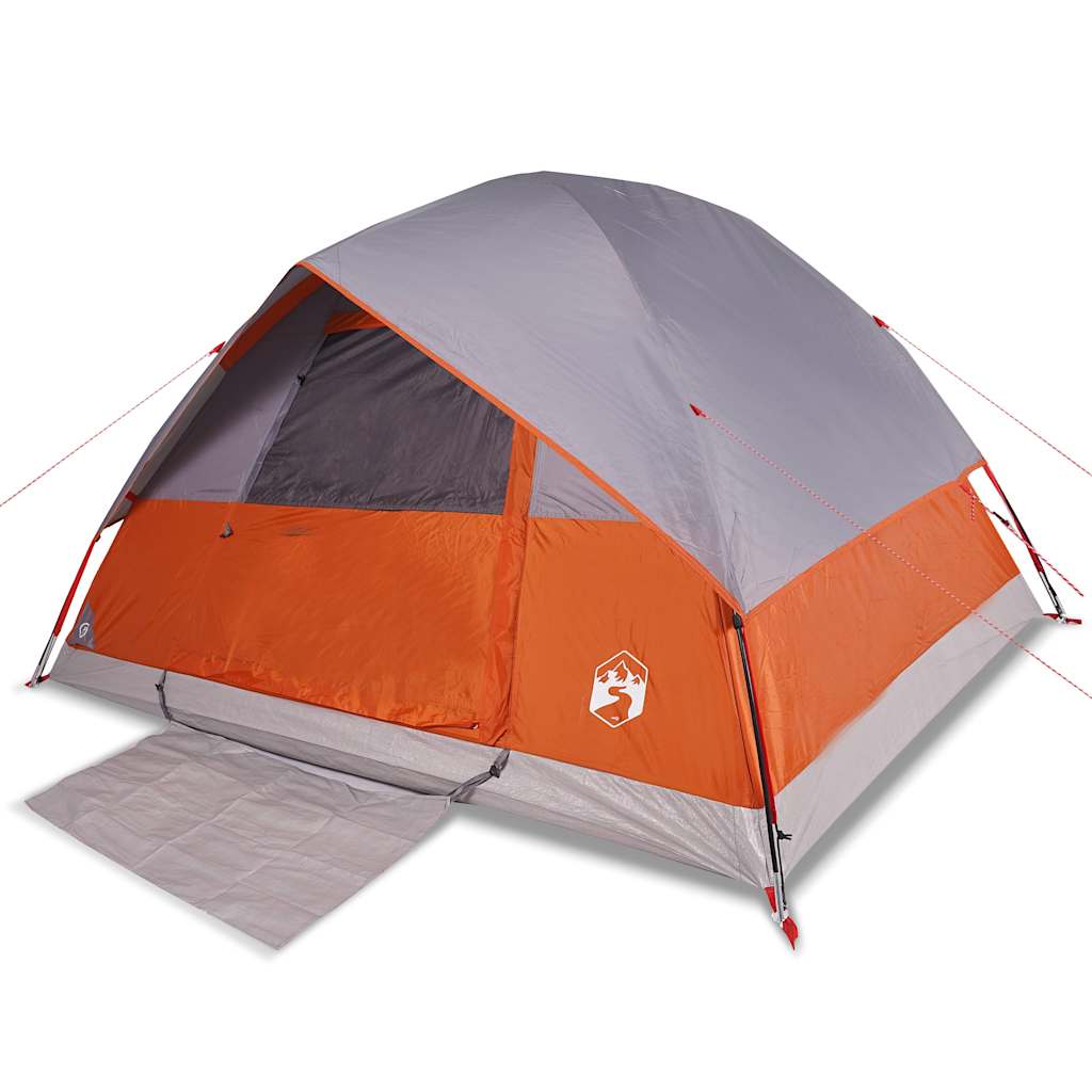 Vidaxl Dome Tent de 6 personas impermeables grises y naranja