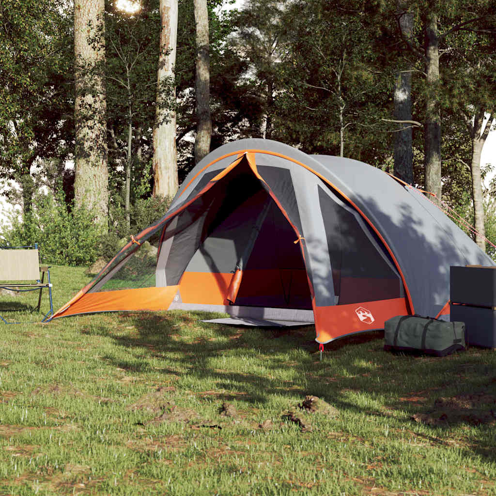 Vidaxl Tent à 4 personnes étanche gris et orange