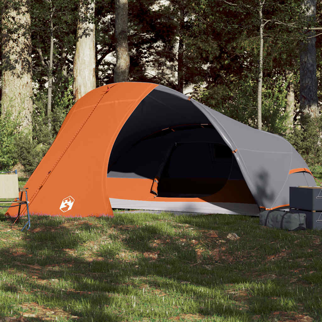 Vidaxl Dome Tent 4-Persona impermeable gris y naranja