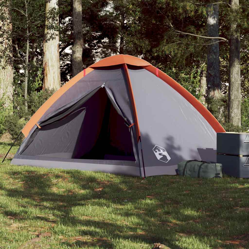 Vidaxl Tenda cupola di 4 persone impermeabili grigio e arancione