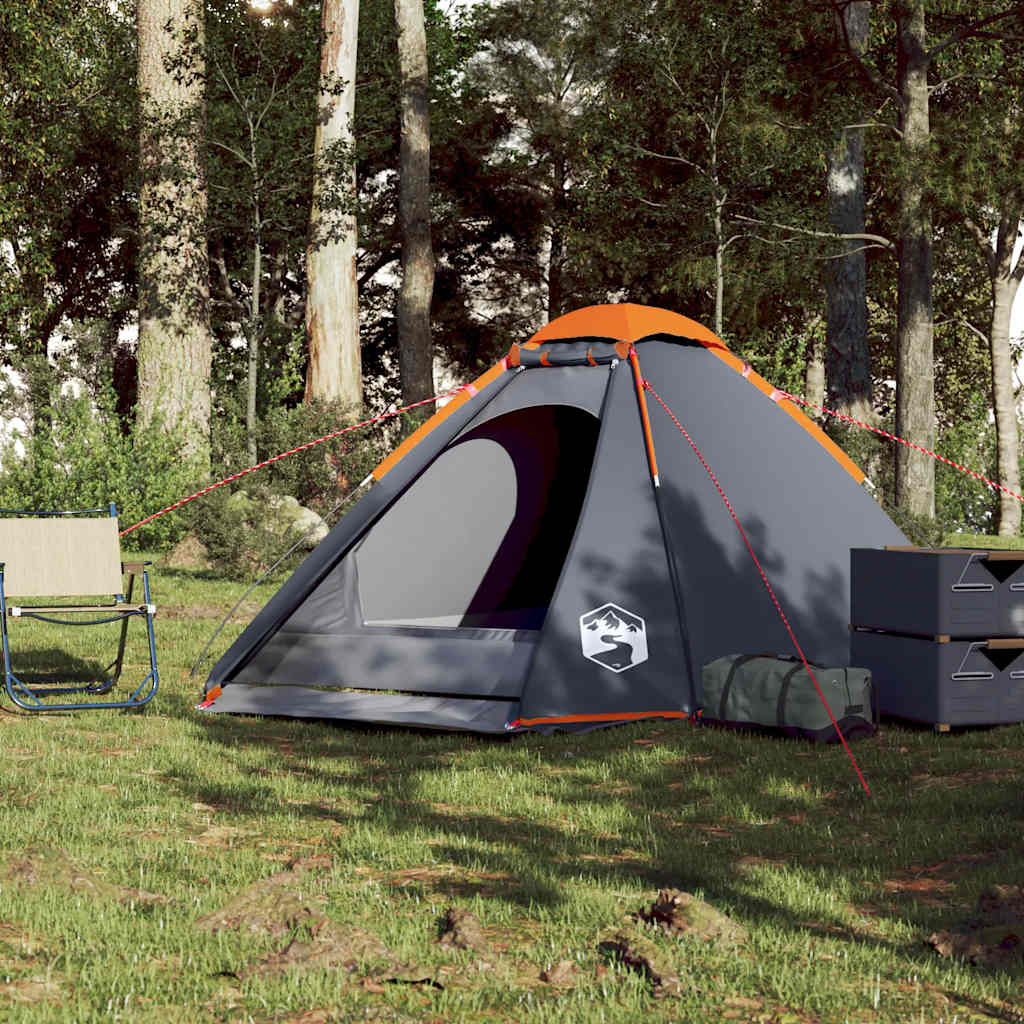 Vidaxl Dome Tent 4-Persona impermeable gris y naranja