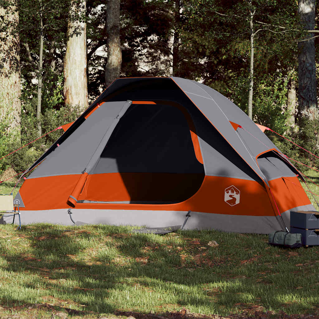 Vidaxl Dome Tent de 6 personas impermeables grises y naranja