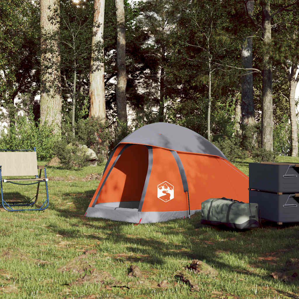 Vidaxl Dome Stan 1-Person Waterproof Grey and Orange