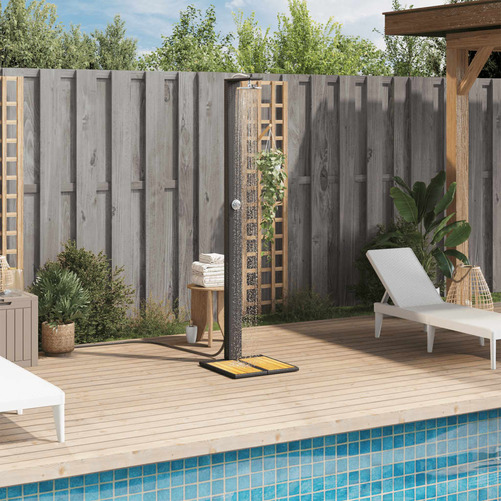 Vidaxl Shower Outdoor 50x55x224 cm Poly Rattan e Acaciahout Black