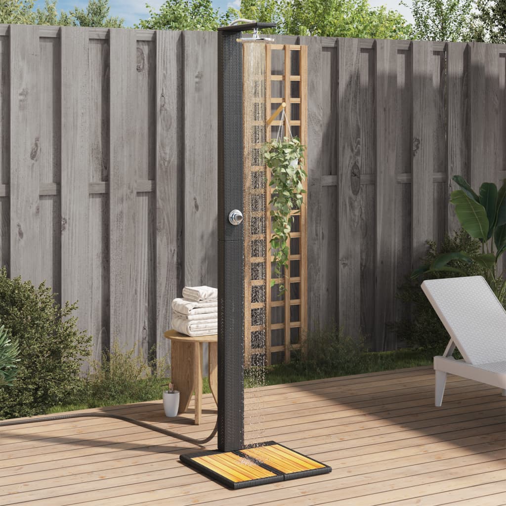 Vidaxl outdoor shower 50x55x224 cm Poly Rattan and Acaciahout Black