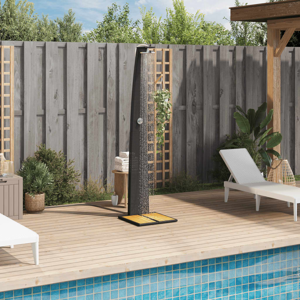 Vidaxl Shower Outdoor 55x60x224 cm Poly Rattan e Acaciahout Black