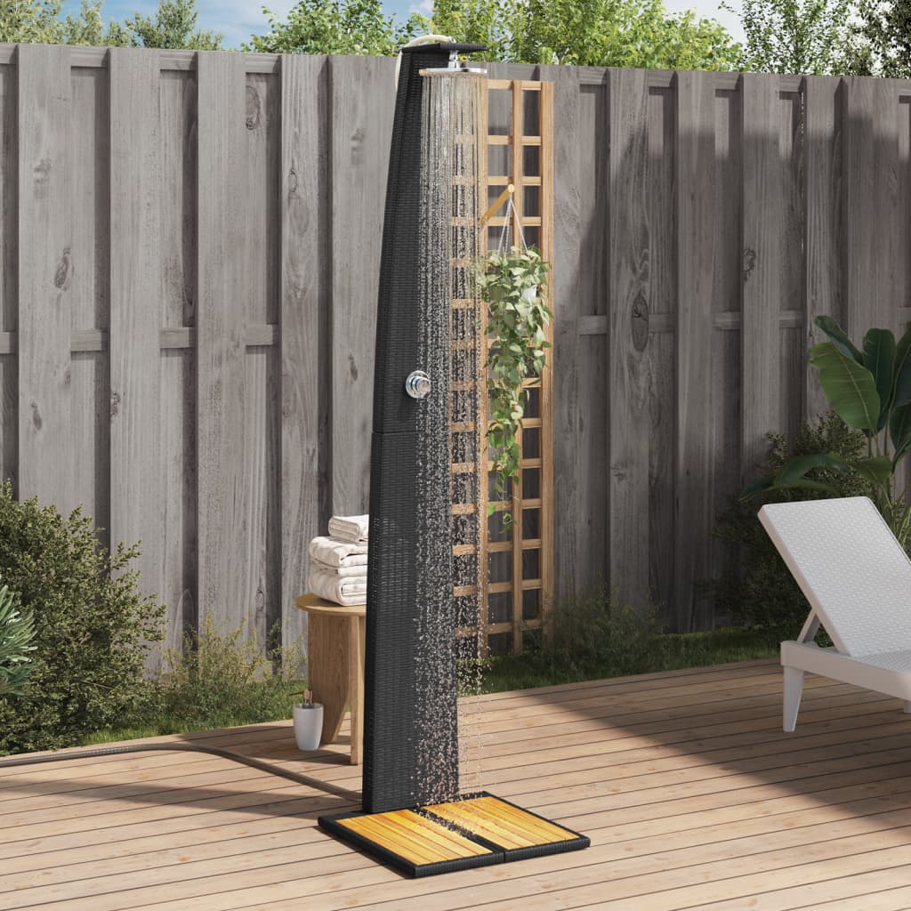 Vidaxl outdoor shower 55x60x224 cm Poly Rattan and Acaciahout Black