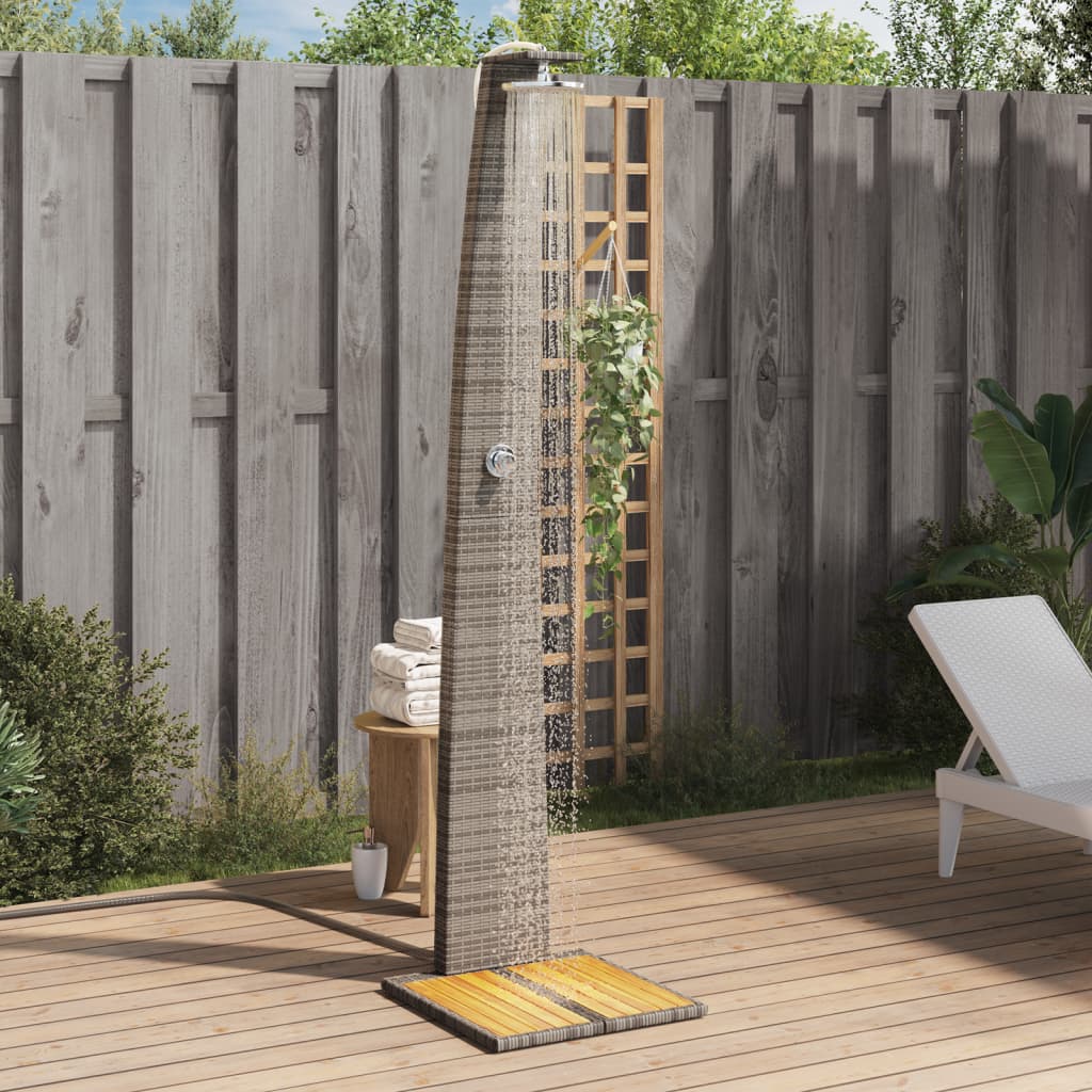 Vidaxl Douche extérieure 55x60x224 cm Poly Rattan et Acacia Wood Grey