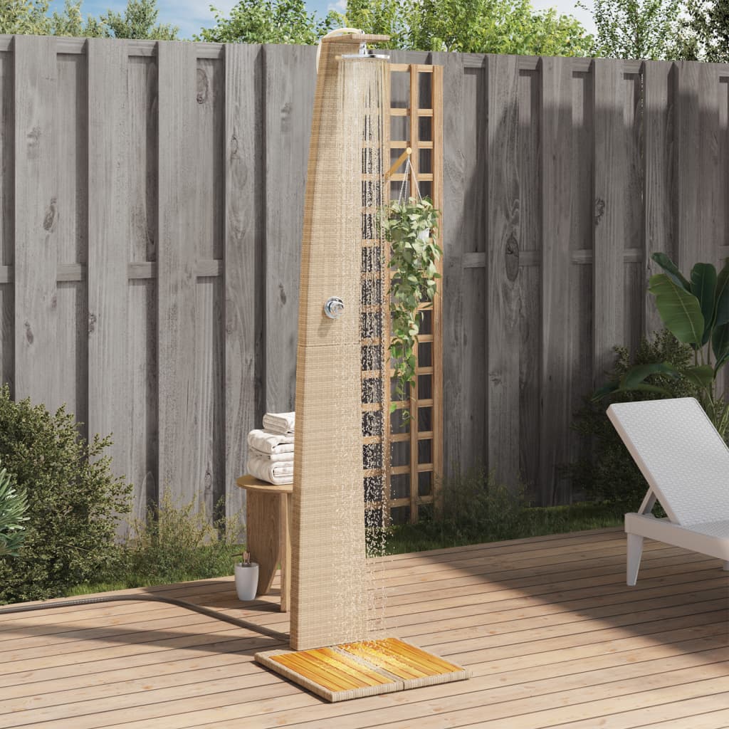 Vidaxl outdoor shower 55x60x224 cm Poly Rattan and Acaciahout Beige