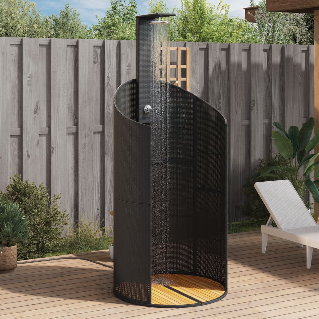 Vidaxl outdoor shower 100x100x241.5 cm Poly Rattan and Acaciahout Black