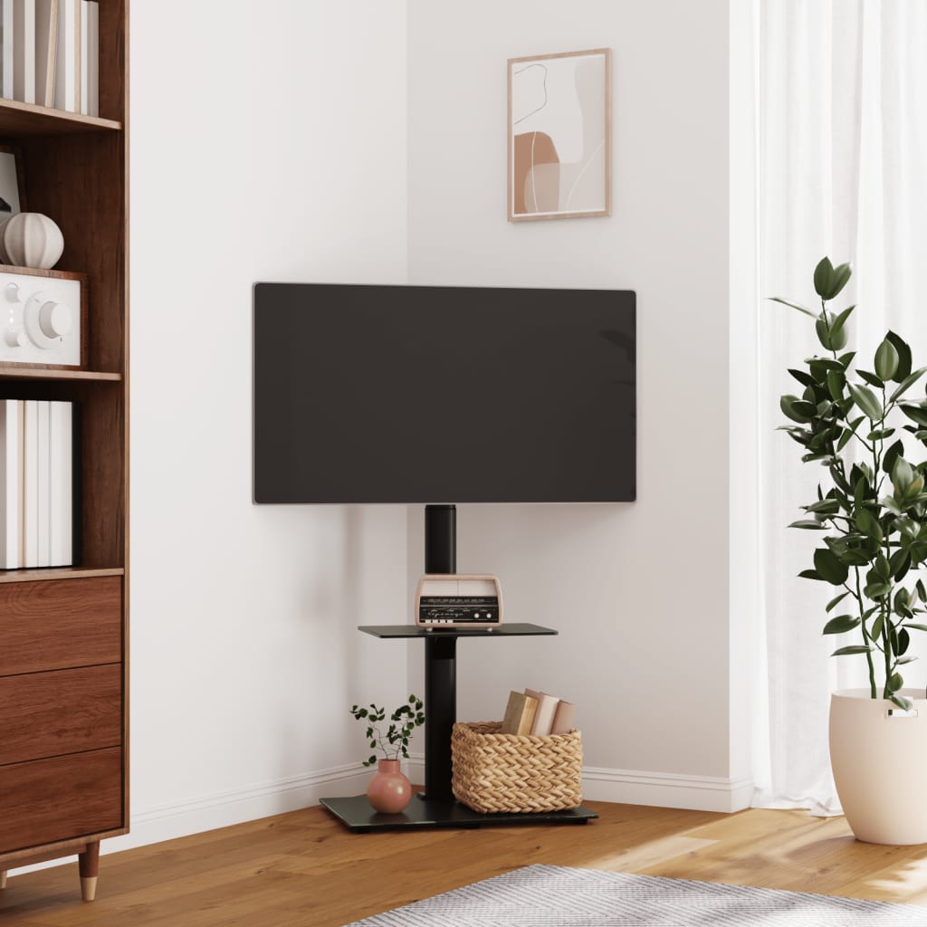 VidaXL Tv-standaard hoekmodel 2-laags voor 32-65 inch zwart