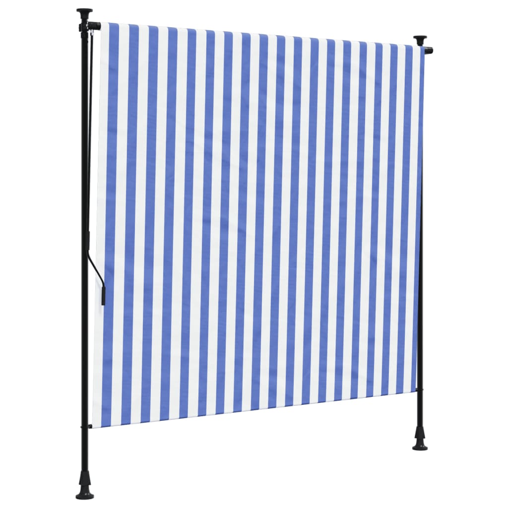 Vidaxl Rouleau aveugle pour l'extérieur de 150x270 cm tissu et acier bleu et blanc