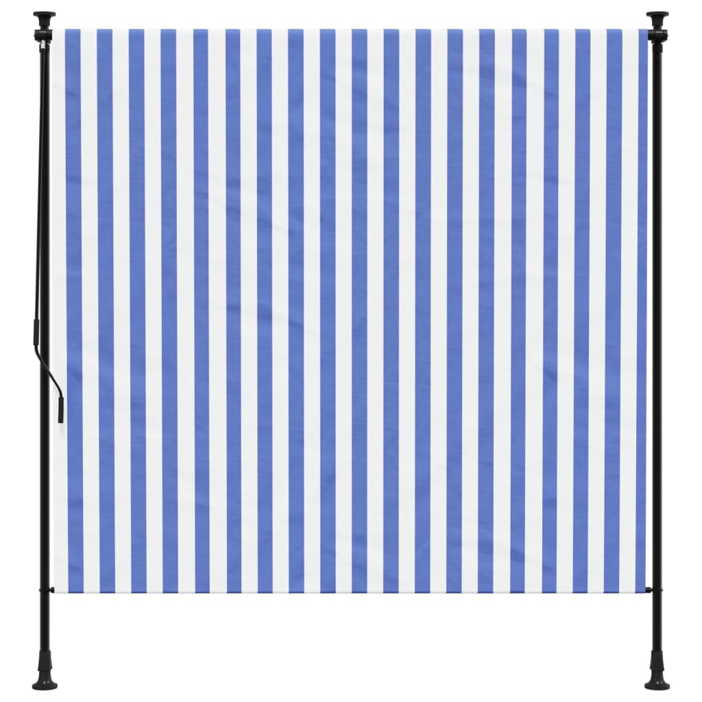 Vidaxl Rouleau aveugle pour l'extérieur de 150x270 cm tissu et acier bleu et blanc