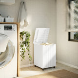 Vidaxl Lavandry Basket con ruote Rana 45x45x64 cm Pine bianco Solido bianco