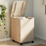 Vidaxl laundry basket with wheels rana 45x45x64 cm solid pine wood