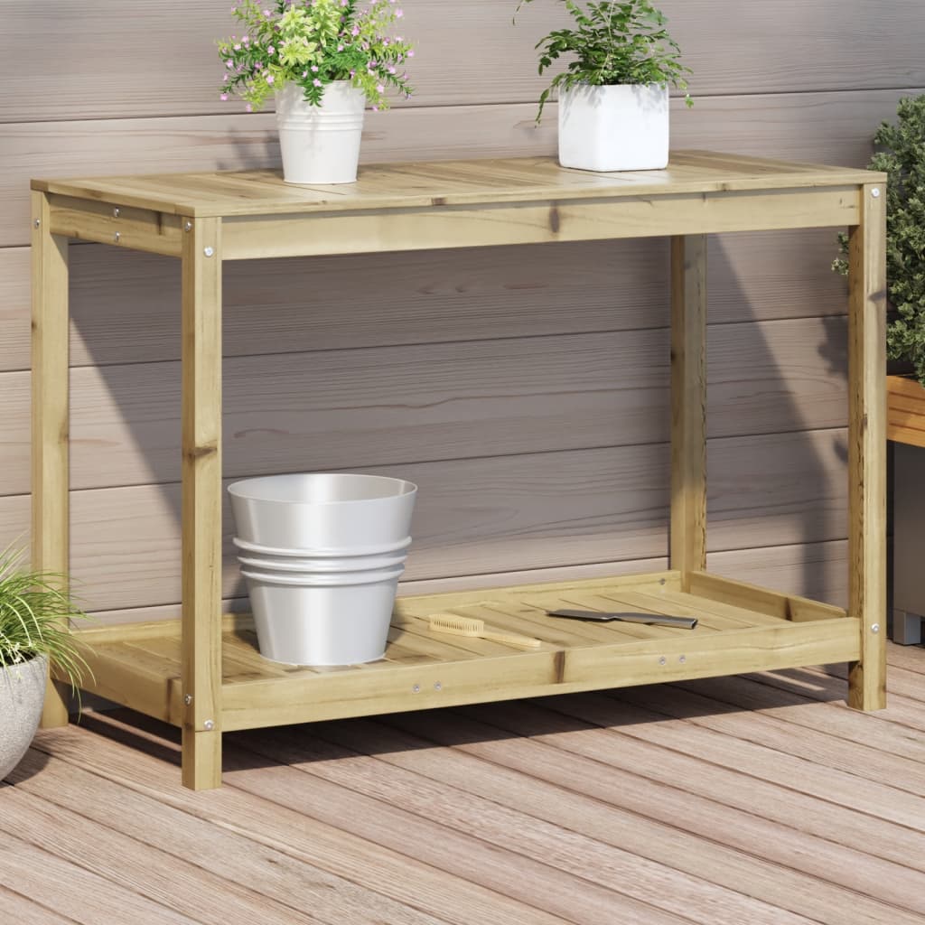 Tavolo di botton Vidaxl con scaffale 108x50x75 cm Pine impregnato