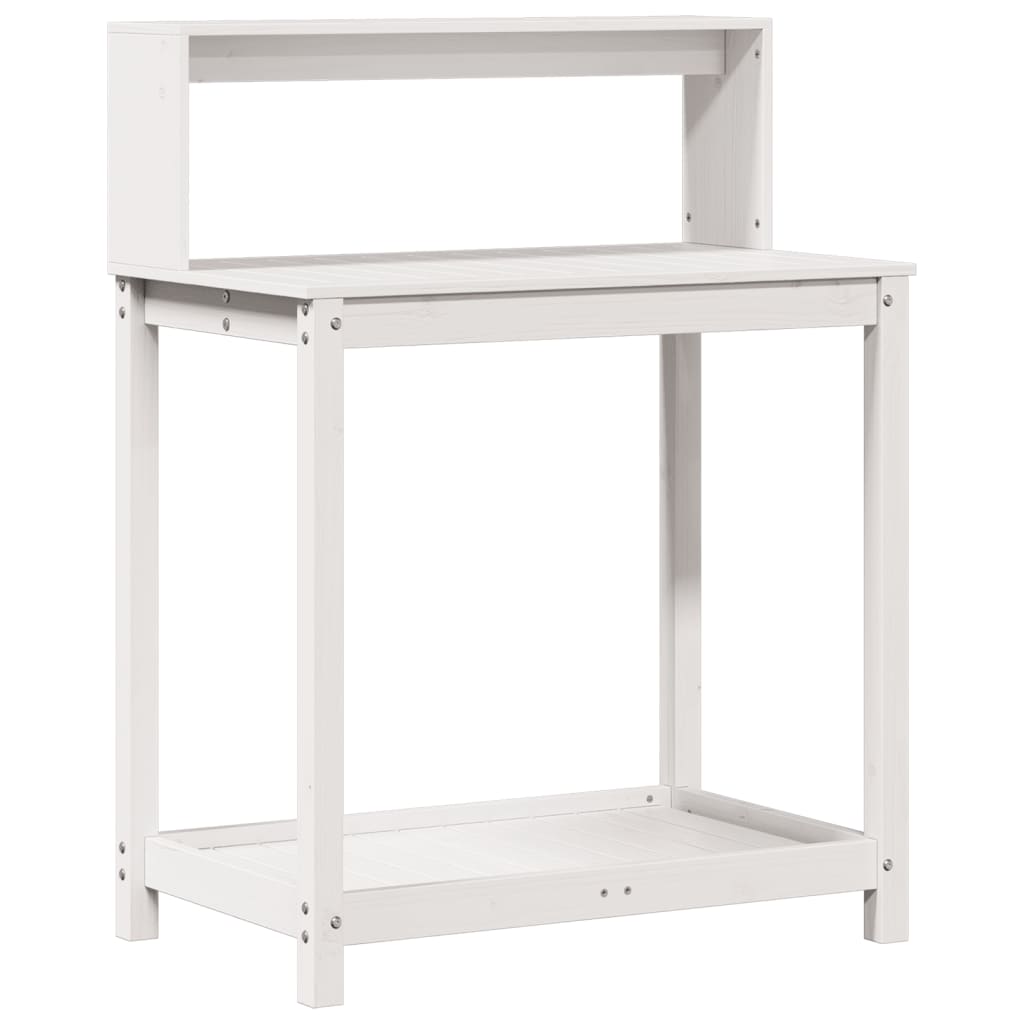 VidaXL Botton table with shelves 82.5x50x109.5 cm Solid pine white