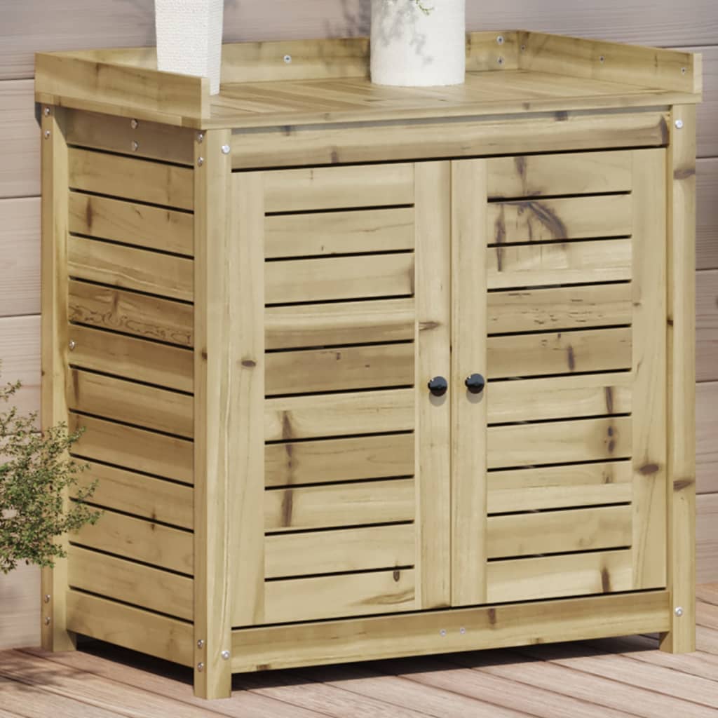 Vidaxl oppottafel met schappen 82,5x50x86,5 cm geïmpregneerd hout