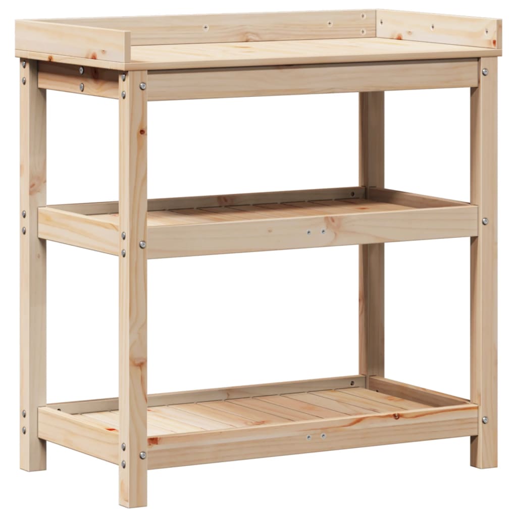 VidaXL Botton table with shelves 82.5x45x86.5 cm solid pine