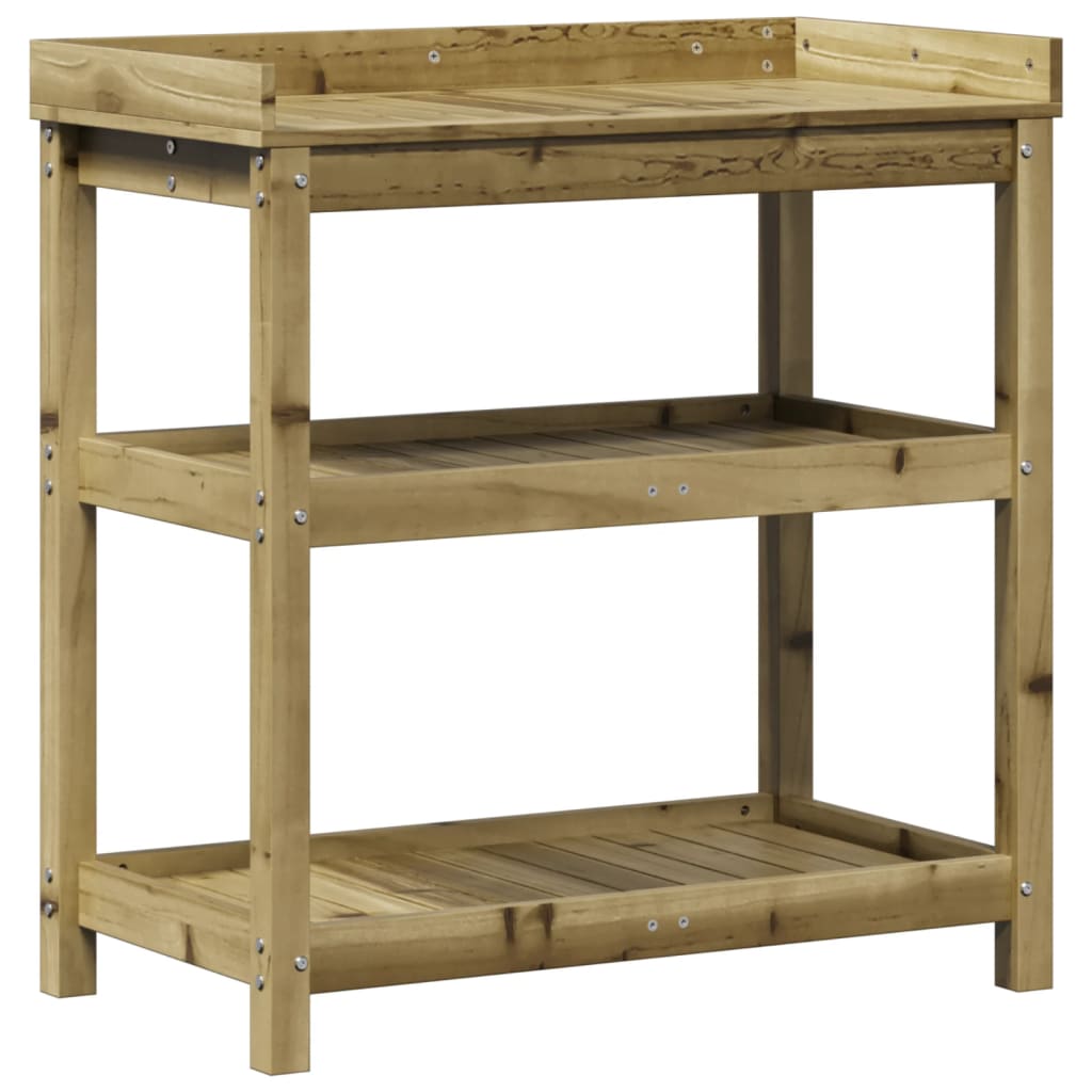 Vidaxl Botton Table avec étagères 82.5x45x86.5 cm Bois imprégné