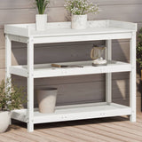 VidaXL Botton table with shelves 108x45x86.5 cm Solid pine white