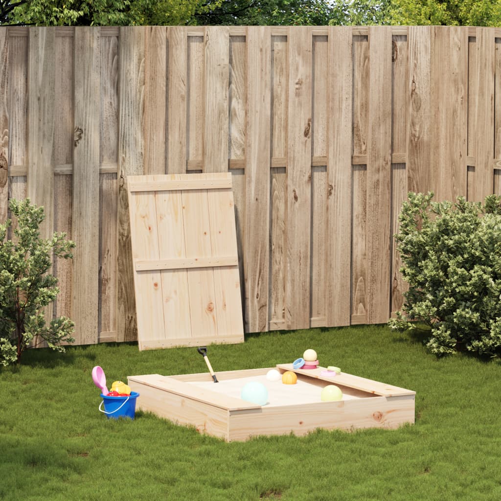 Vidaxl Sandbox con tapa 111x111x19.5 cm de madera de pino sólido