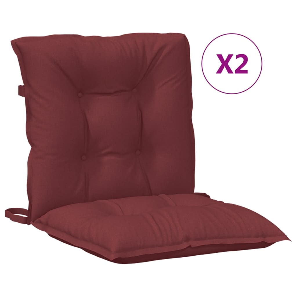 Vidaxl Chair cushions 2 pcs Low back 100x50x7 cm Fabric mixed wine red