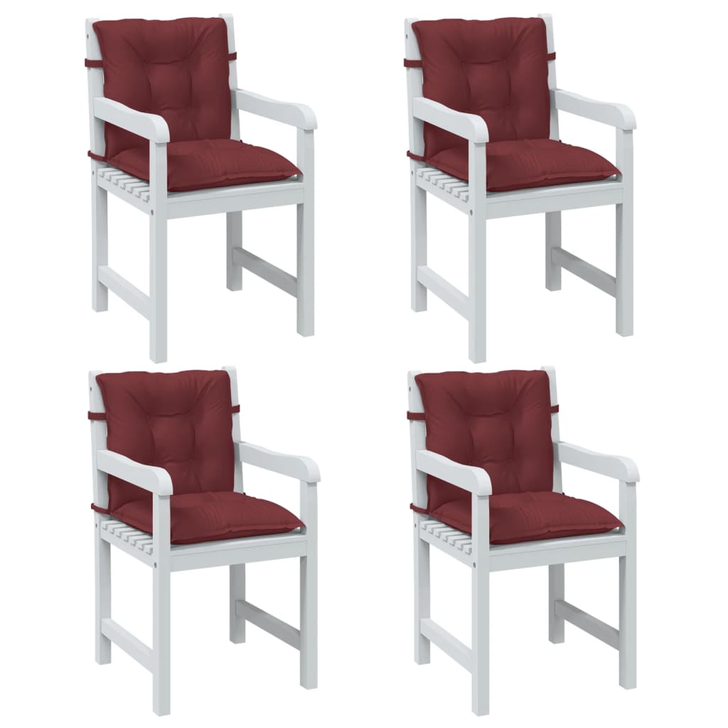 Coussins de chaise vidaxl 4 pcs bas dos 100x50x7 cm en tissu vin mélangé rouge