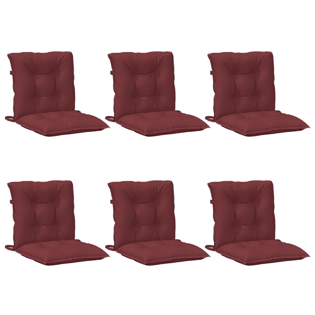 Coussins de chaise vidaxl 6 pcs bas dos 100x50x7 cm en tissu vin mélangé rouge