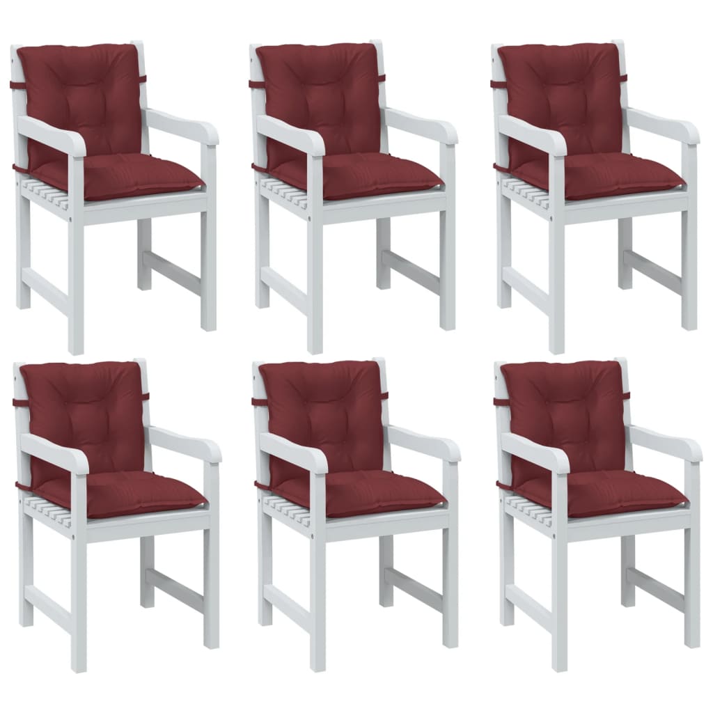 Coussins de chaise vidaxl 6 pcs bas dos 100x50x7 cm en tissu vin mélangé rouge